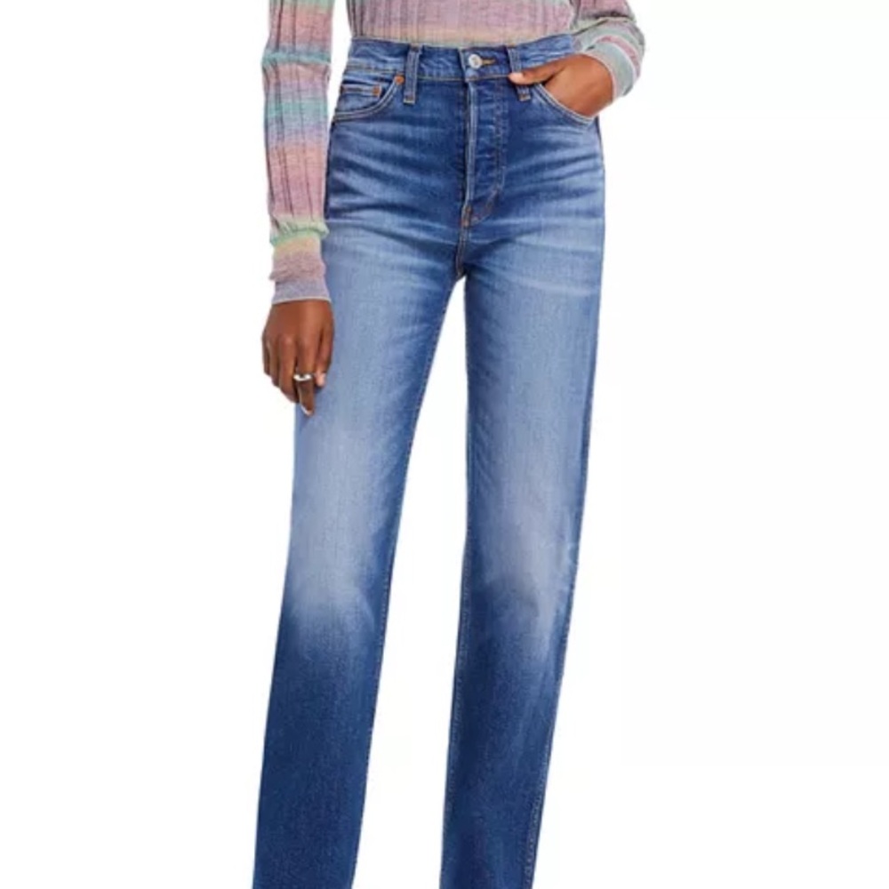 Re/done 90s high rise loose medium wash vintage straight leg jeans size 26
